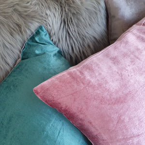 Peony/Seafoam Double-Sided Plush Velvet Large Square Cushion