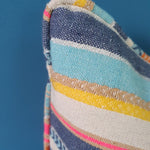 Load image into Gallery viewer, Denim Sherbet Stripe Rectangular Cushion with Pom Poms
