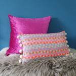 Load image into Gallery viewer, Tutti Frutti Rectangular Scatter Cushion with Pom Poms
