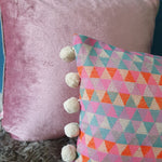 Load image into Gallery viewer, Tutti Frutti Rectangular Scatter Cushion with Pom Poms

