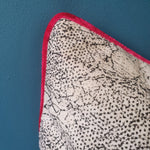 Load image into Gallery viewer, Abstract animal print velvet cushion with shocking pink velvet piping
