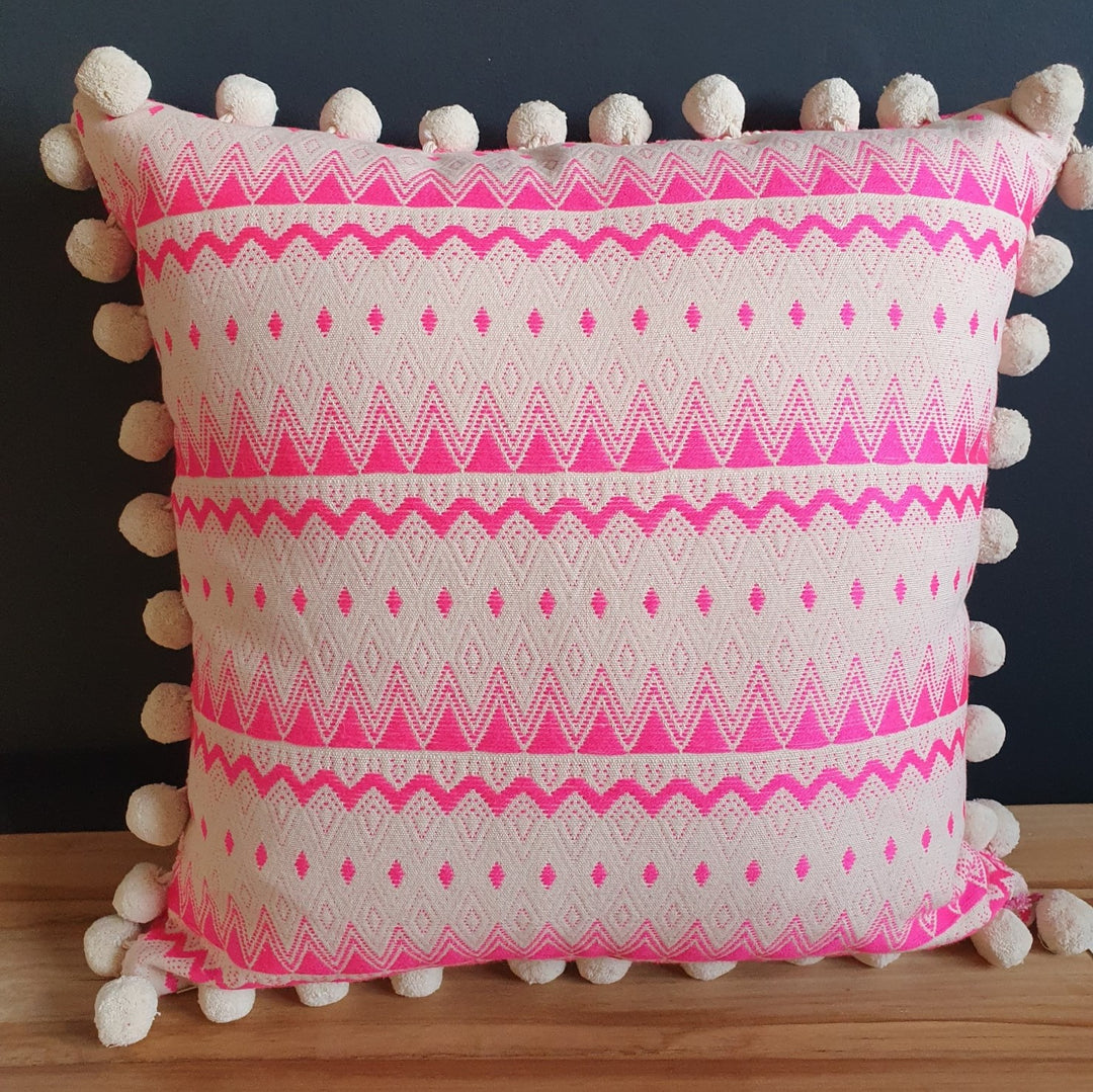 Pink Pom Pom Scatter Cushion 40x60cm main image 1