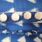 Load image into Gallery viewer, Constance Large Rectangular Ikat Cushion with Pom Poms
