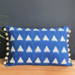 Load image into Gallery viewer, Constance Large Rectangular Ikat Cushion with Pom Poms
