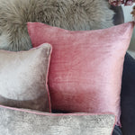 Load image into Gallery viewer, Pebble Plush Velvet Square Scatter Cushion with Peony Velvet Piping
