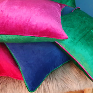 Magenta Emerald Green Large Square Double Sided Plush Velvet