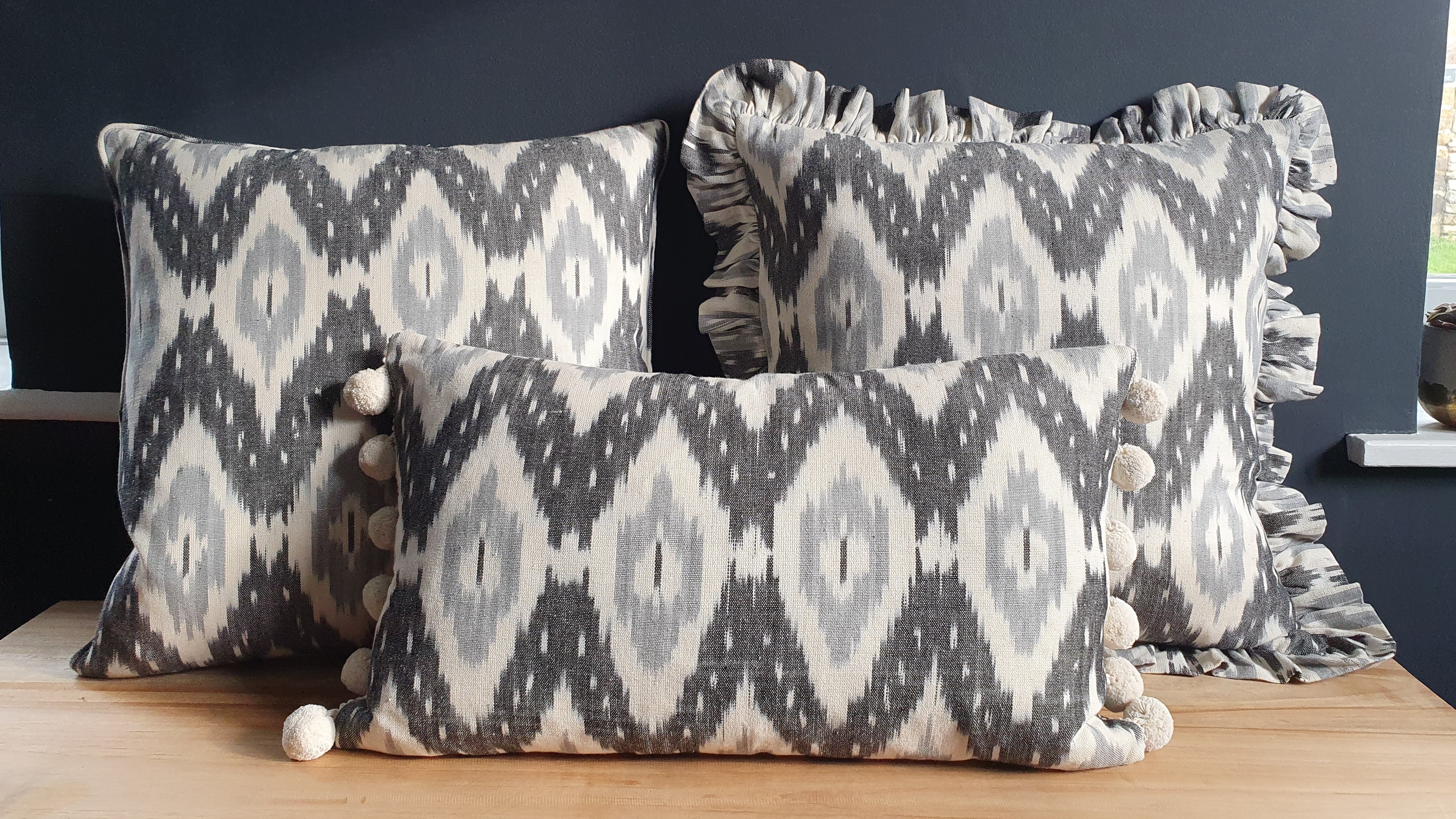 Fyfe Square Ikat Scatter Cushion with Piping.