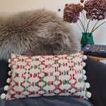Load image into Gallery viewer, Loganberry Rectangular Cosy Cushion with pom poms
