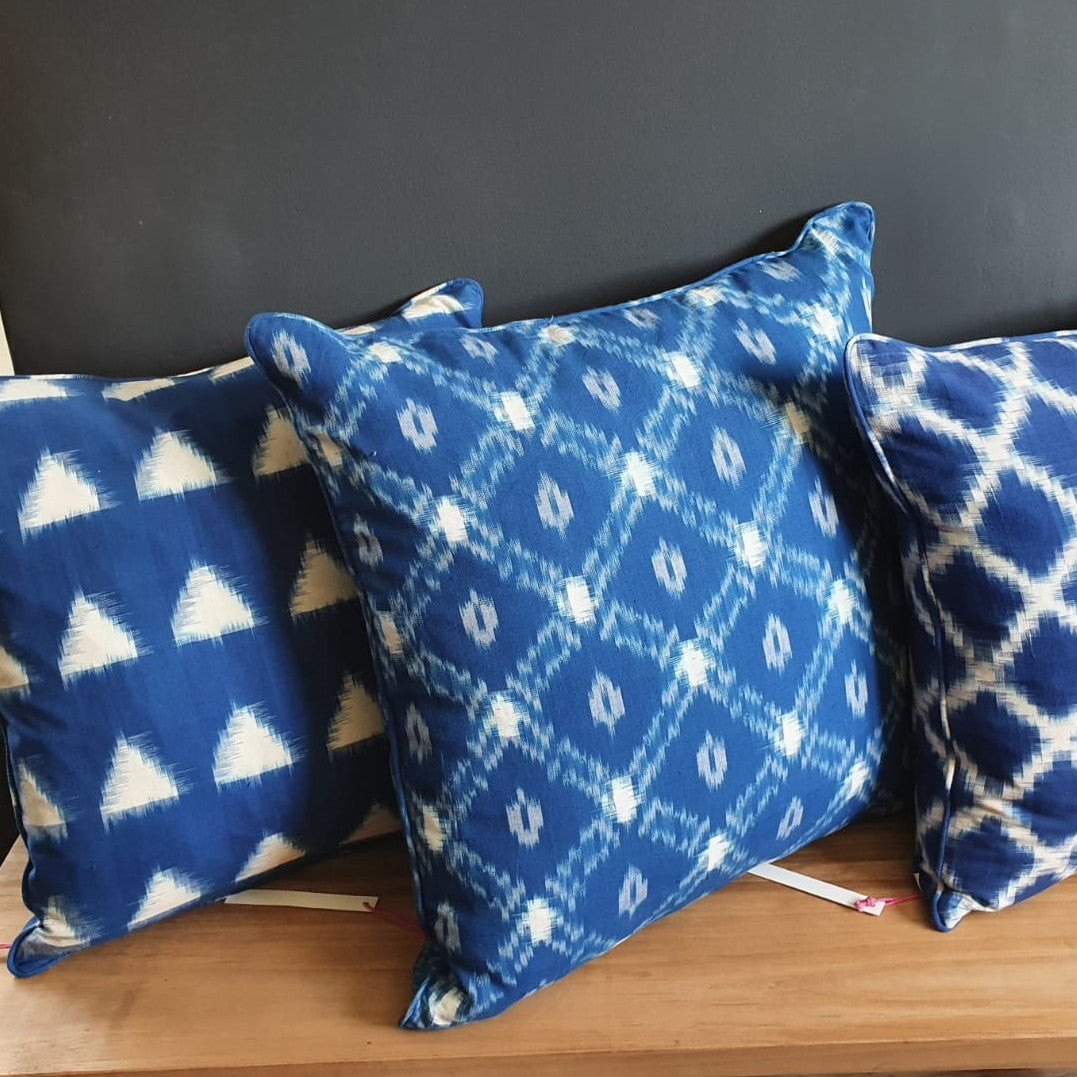 Long Beach Large Square Indigo Ikat Cushion