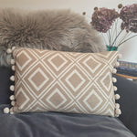 Load image into Gallery viewer, Metallic Topaz Large Rectangular Diamond Cushion with pom poms
