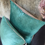 Load image into Gallery viewer, Pebble/Seafoam Double-sided Plush Velvet Large Square  Cushion
