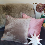 Load image into Gallery viewer, Pebble Plush Velvet Square Scatter Cushion with Peony Velvet Piping
