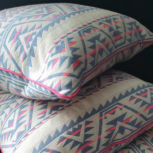 Neon Navajo Square Scatter Cushion with Hot Pink Piping.