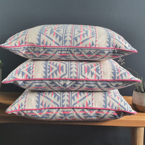 Neon Navajo Square Scatter Cushion with Hot Pink Piping.