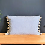 Load image into Gallery viewer, Old Fashioned Large Rectangle Pinstriped Cushion with Pom Poms
