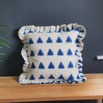Load image into Gallery viewer, Olivia Square Azure Triangle Ikat Cushion with Frill
