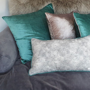 Peony/Seafoam Double-Sided Plush Velvet Large Square Cushion